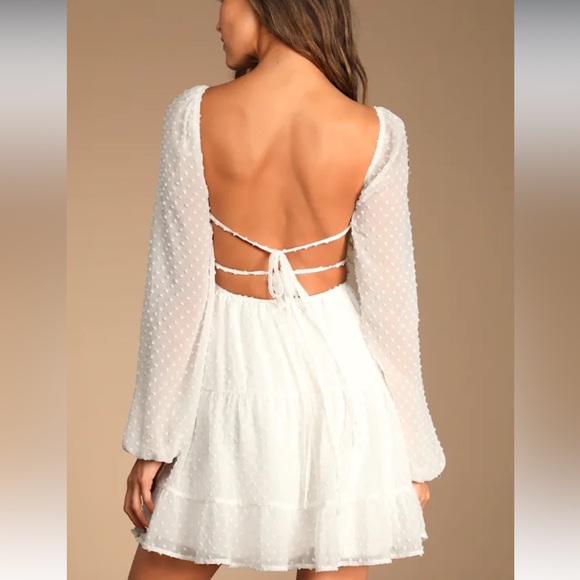 Lulu's Elegant White Long Sleeve Dress - Picture 2 of 7